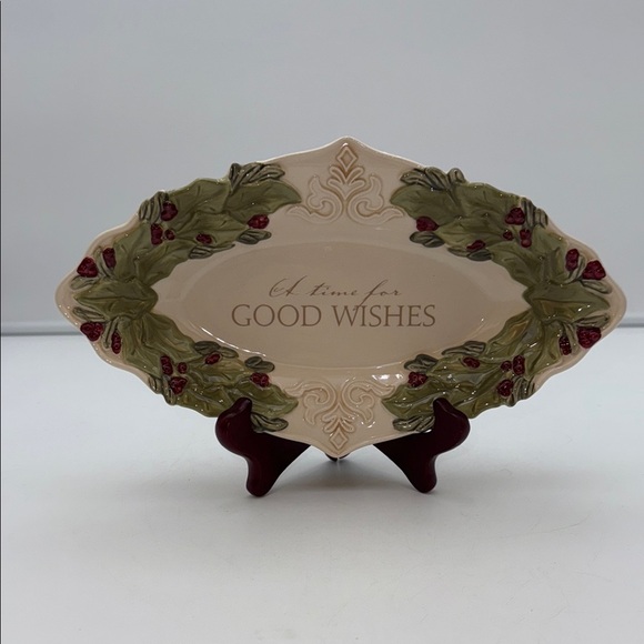 Grasslands Road Holiday Christmas Plate Dish, A Time For Good Wishes - Picture 1 of 16